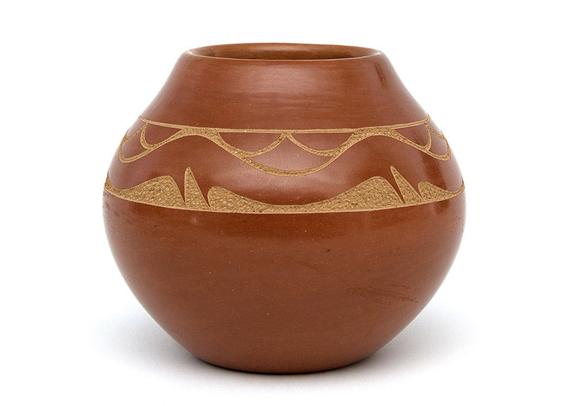 San Ildefonso artwork for sale. Redware Pottery Olla with Avanyu Water Serpent by Tony Da (1940-2008), Denver, Colorado, Art Gallery)