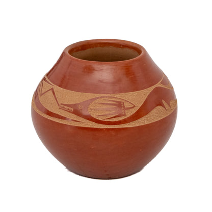 Redware Pottery Olla with Avanyu Water Serpent