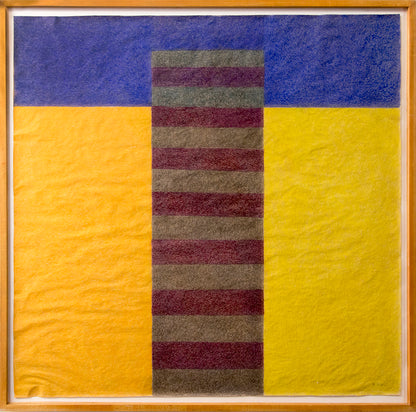 Boat Walk (Abstract in Blue, Yellow, Brown, and Maroon), Drawing, 1986