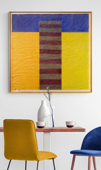 Boat Walk (Abstract in Blue, Yellow, Brown, and Maroon), Drawing, 1986