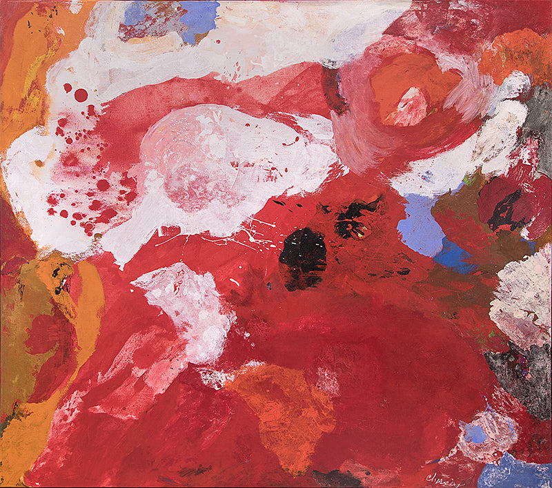 Joie de Vivre (Abstract in Red, White, Orange, and Periwinkle), Painting, 1950