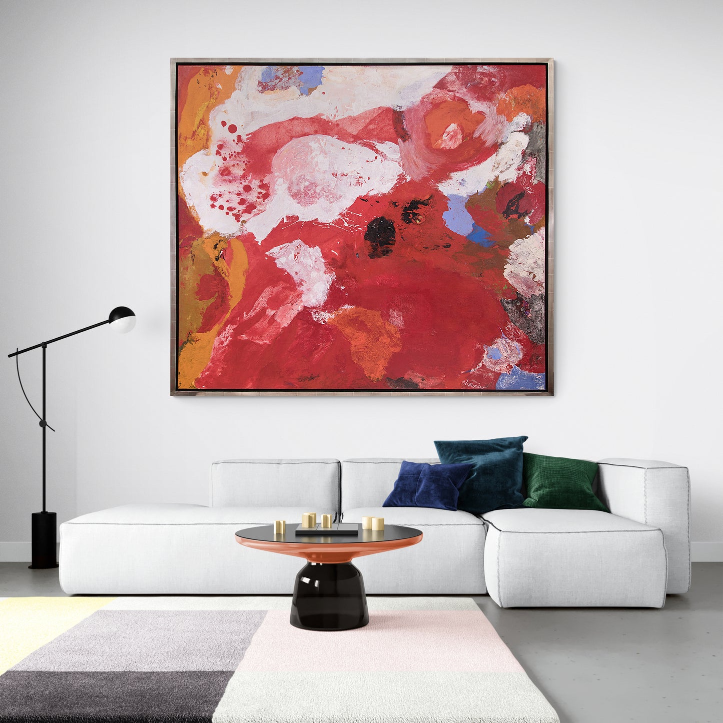 Joie de Vivre (Abstract in Red, White, Orange, and Periwinkle), Painting, 1950