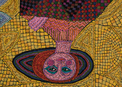 We Know the Secrets of the Upside Down World (Three Abstracted Women), Painting, 1990