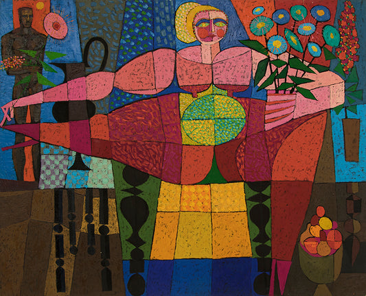Edward Marecak (1919-1993) artwork for sale. Goddess of Fertility (Abstracted Woman), Painting, 1966, Denver, Colorado, Art Gallery)