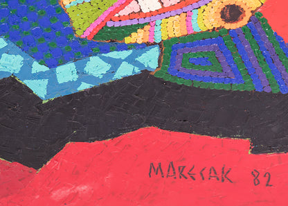 Still Life (with Fruit and Mask), Painting, dated 1982
