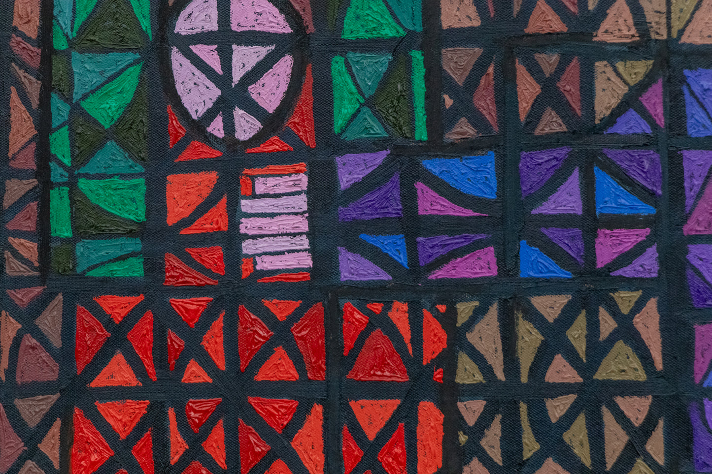 Three Figures Caught in Stained Glass, Painting, 1989