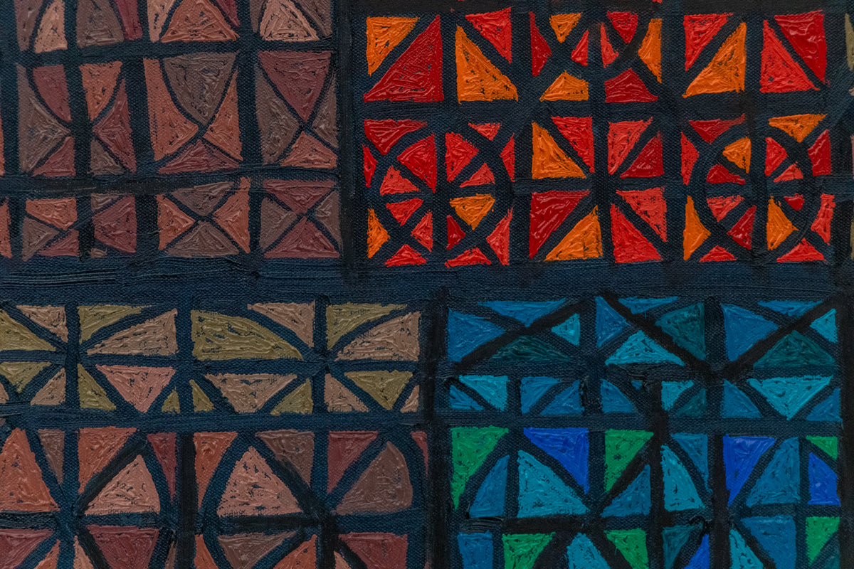 Three Figures Caught in Stained Glass, Painting, 1989