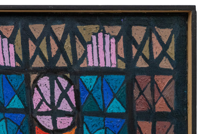 Three Figures Caught in Stained Glass, Painting, 1989