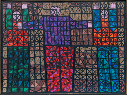 Three Figures Caught in Stained Glass, Painting, 1989