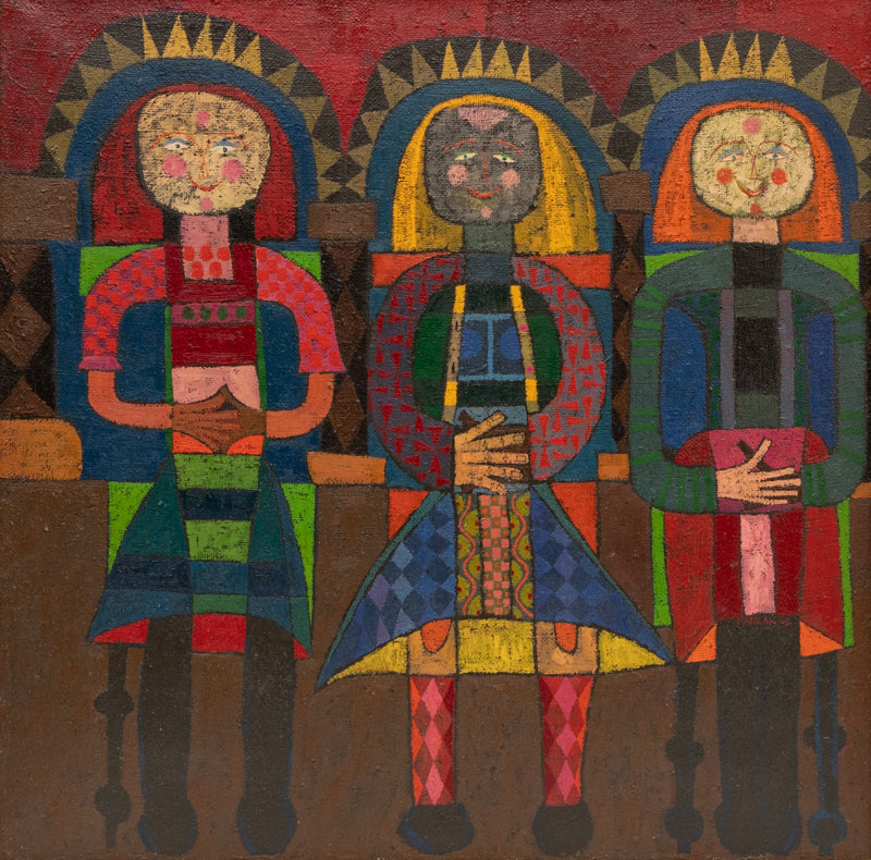 The Three Fates Sit #1 (Three Women), Painting, 1962