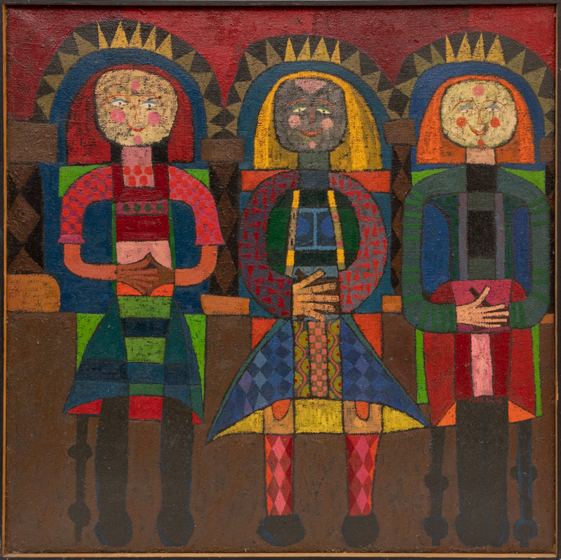 The Three Fates Sit #1 (Three Women), Painting, 1962