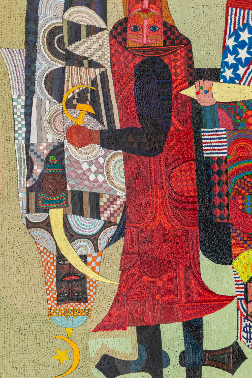Good Guys and Bad Guys in an Upside Down World (Four Abstracted Figures), Painting, 1985