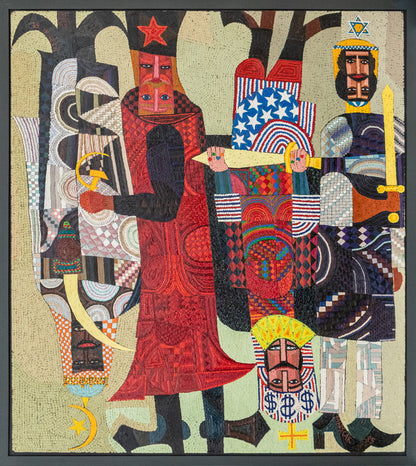 Good Guys and Bad Guys in an Upside Down World (Four Abstracted Figures), Painting, 1985