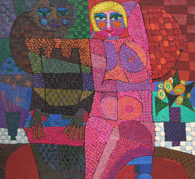 One Bright, One Dark (Two Female Figures), Painting, 1969