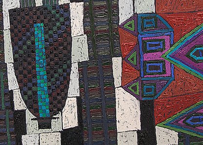 Parcheesi (Gameboard with Houses and Women), Painting, 1990