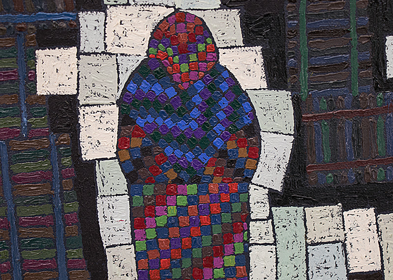 Parcheesi (Gameboard with Houses and Women), Painting, 1990