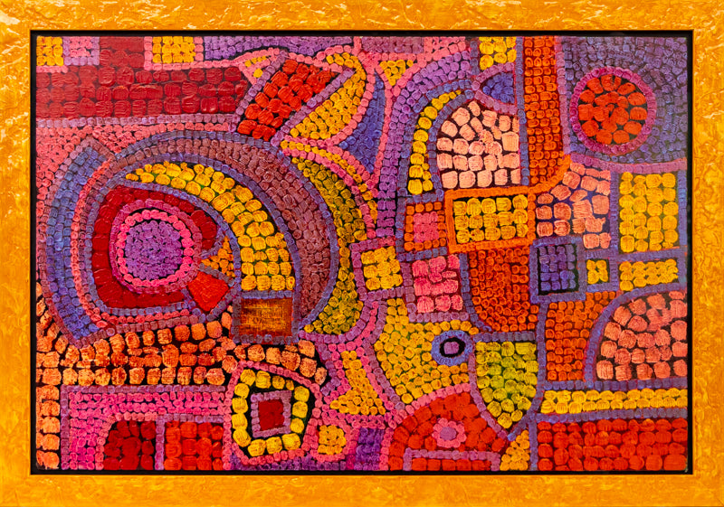 Spell (Abstract in Red, Orange, Gold, Pink, and Violet), Painting, 1987