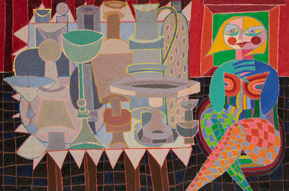 Happy Potter (Abstracted Woman with Pottery), Painting, 1980