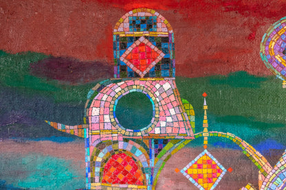 The Floating Castle (Semi Abstract Castle), Painting, 1980