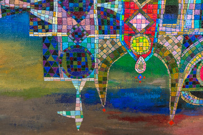 The Floating Castle (Semi Abstract Castle), Painting, 1980