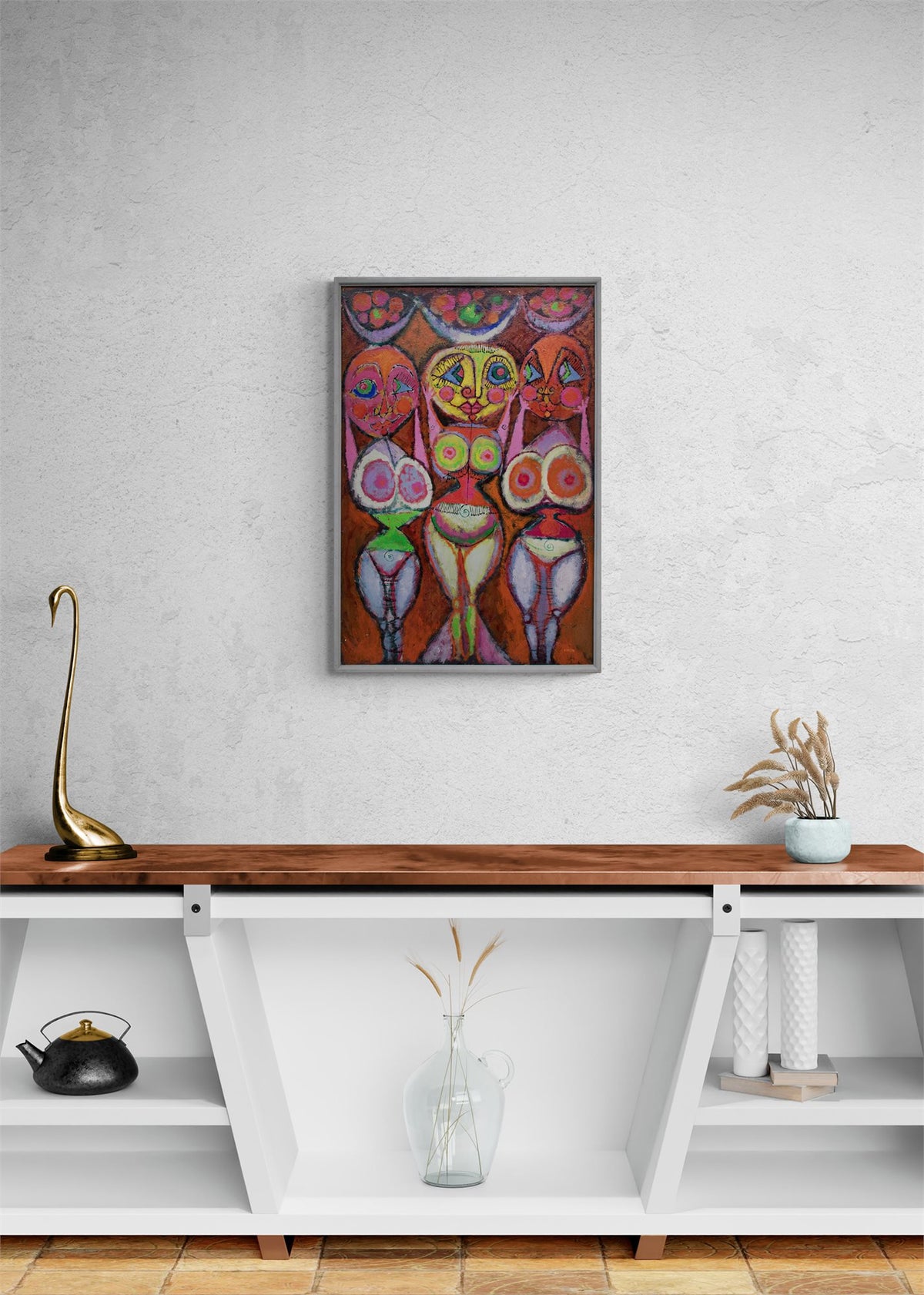 Fertility Goddesses (Three Nude Women), Painting, 1950