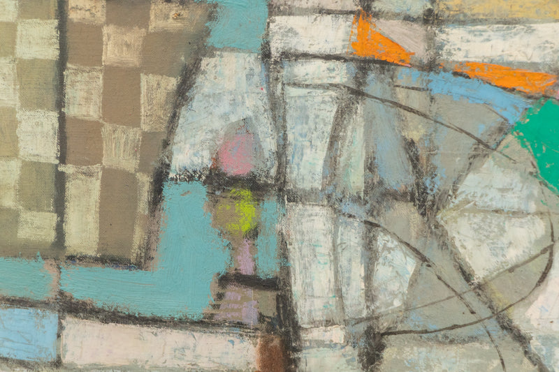 To Troy, To Troy (Abstract in Brown, Blue, Gray, Red, and Yellow), Painting, 1950