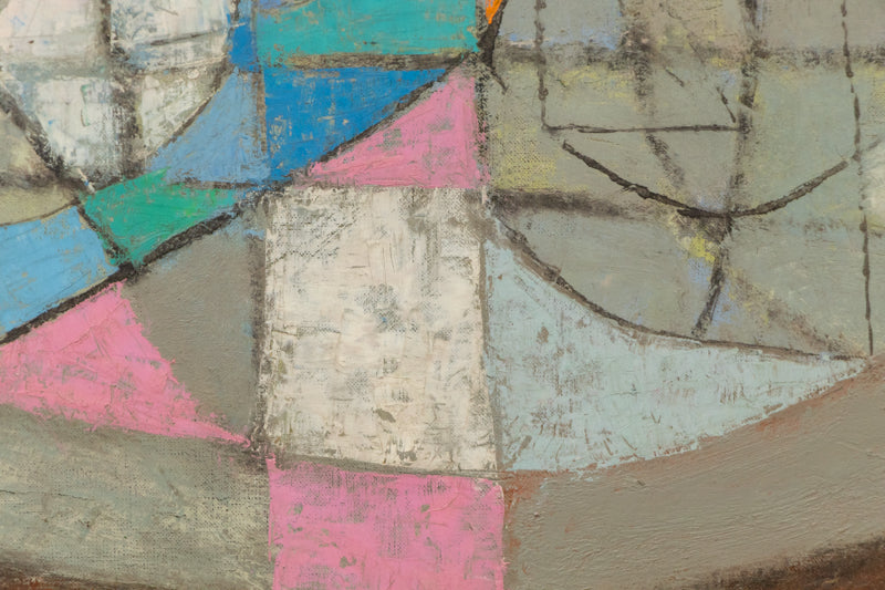 To Troy, To Troy (Abstract in Brown, Blue, Gray, Red, and Yellow), Painting, 1950