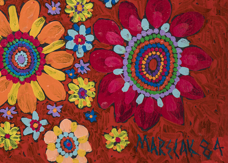 Masks And Flowers (Four Faces with Masks), Painting, 1984