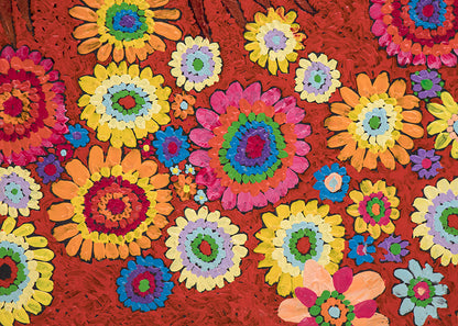 Masks And Flowers (Four Faces with Masks), Painting, 1984
