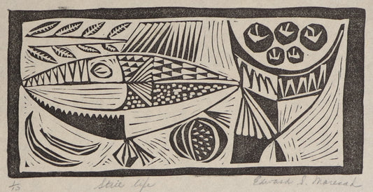 Edward Marecak (1919-1993) artwork for sale. Still Life With a Fish, Print, circa 1940-1970, Denver, Colorado, Art Gallery)
