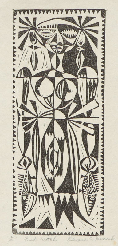 Edward Marecak (1919-1993) artwork for sale. Fish Witch (Abstract Woman with Fish), Print, circa 1940-1970, Denver, Colorado, Art Gallery)
