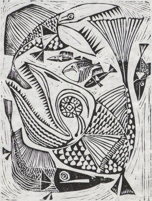 Edward Marecak (1919-1993) artwork for sale. Big Fish Eats The Little Fish, Print, Denver, Colorado, Art Gallery)