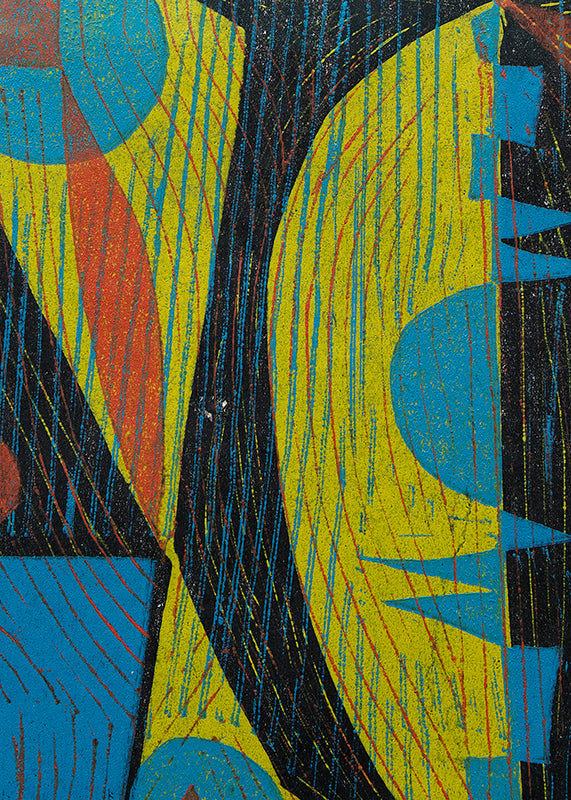 Shapes (Abstract in Black, Umber, Chartreuse, and Blue), Print, circa 1960-1980