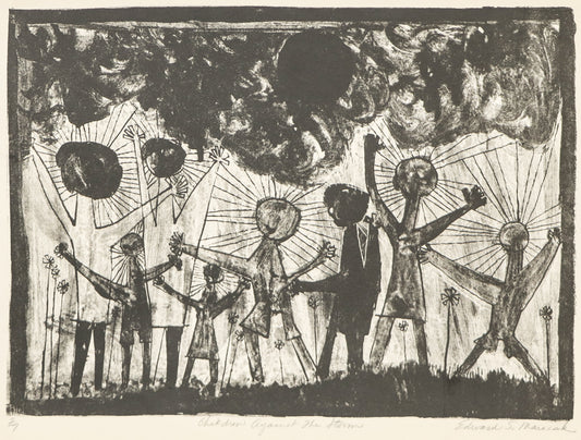 Edward Marecak (1919-1993) artwork for sale. Children Against The Storm (Children and Storm Cloud), Print, Denver, Colorado, Art Gallery)
