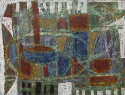 Castle of the Winter Witch (Abstract in White, Brown, Ochre, and Blue), Drawing, 1965