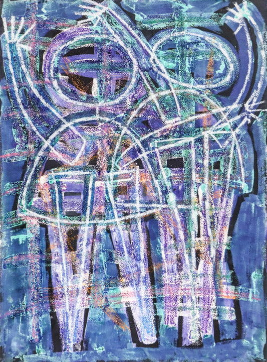 Edward Marecak (1919-1993) artwork for sale. Song to the Rainbow (Two Abstracted Figures), Painting, 1960, Denver, Colorado, Art Gallery)
