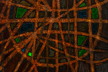 Web of Spells (Abstract in Red, Black, Brown, and Green), Painting, 1980