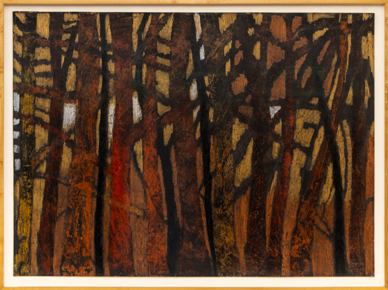 Forest of the Autumn Witch (Abstracted Forest), Painting, circa 1960
