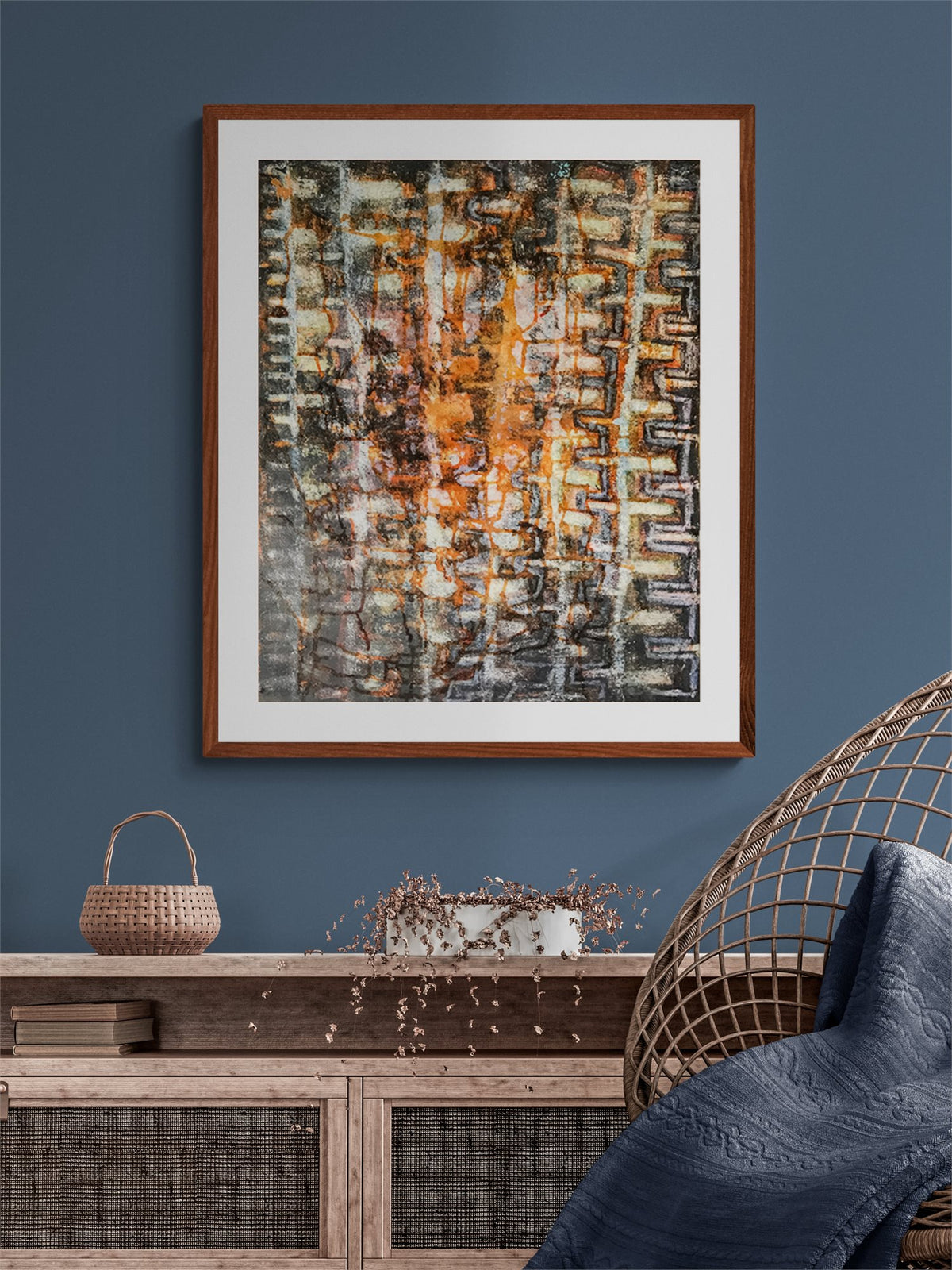 Mystic Ladders (Abstract in Brown, Orange, Cream, and Violet), Painting, 1960