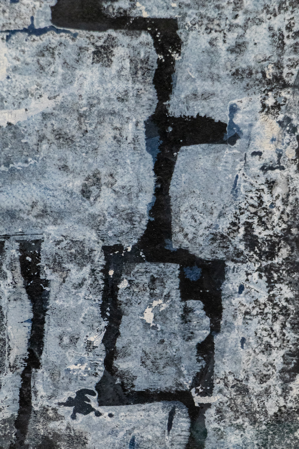 Winter Kachinas (Abstract in Black, Gray, White, and Blue), Painting, 1960