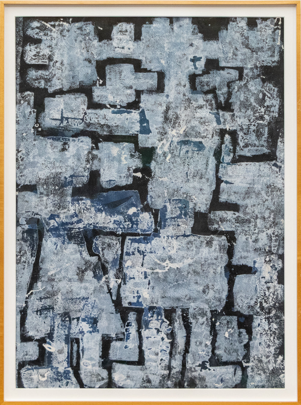 Winter Kachinas (Abstract in Black, Gray, White, and Blue), Painting, 1960