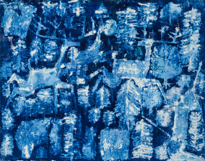 Reindeer (Abstracted Reindeer and Pines), Painting, 1960