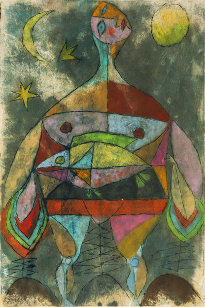 Edward Marecak (1919-1993) artwork for sale. Untitled (Abstracted Woman with Fish), Painting, Denver, Colorado, Art Gallery)