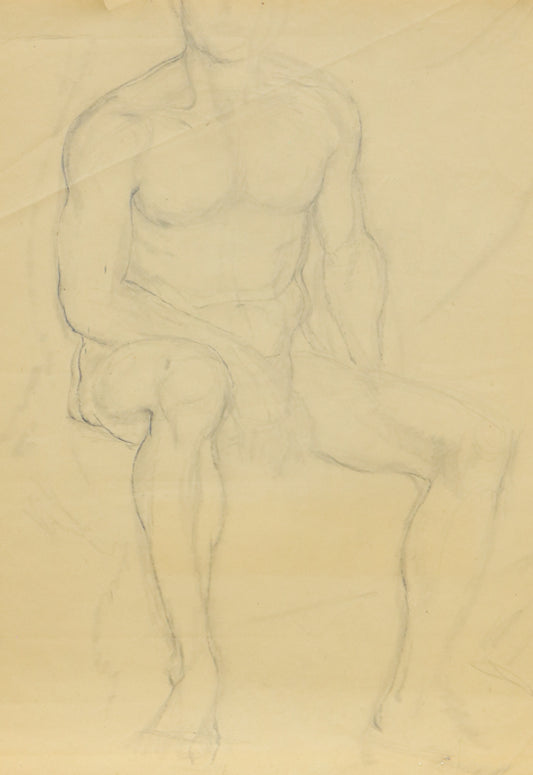 Edward Marecak (1919-1993) artwork for sale. Untitled (Seated Male Figure), Drawing, Denver, Colorado, Art Gallery)