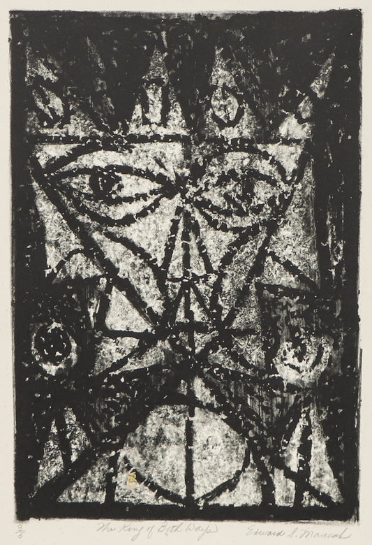 Edward Marecak (1919-1993) artwork for sale. The King of Both Ways (Two Male Profiles), Print, circa 1940-1970, Denver, Colorado, Art Gallery)
