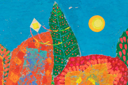 Flying the Kite of Happiness (Woman Flying a Kite), Painting, 1970