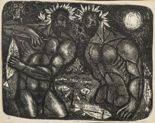 Edward Marecak (1919-1993) artwork for sale. Gods Fishing, Print