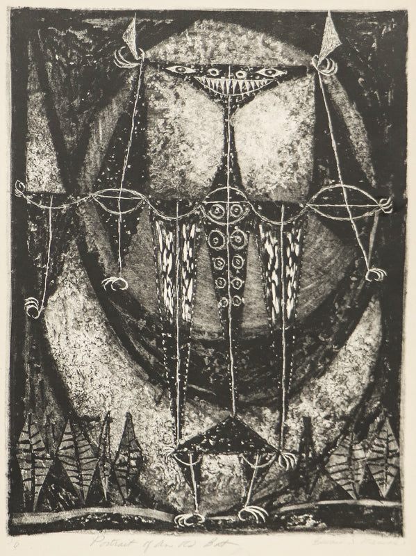 Portrait of an Old Bat (Black and White Abstract), Print