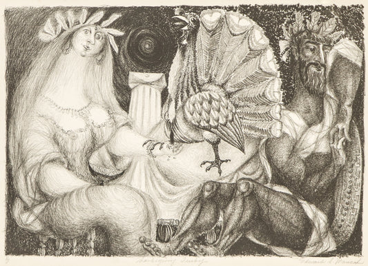 Edward Marecak (1919-1993) artwork for sale. Thanksgiving Turkey (Man and Woman with Turkey), Print, Denver, Colorado, Art Gallery)