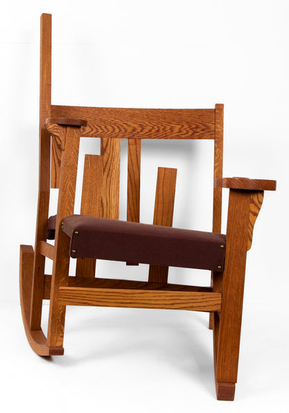 Randomized Mission Oak Rocker, #4, Chair, circa 1990